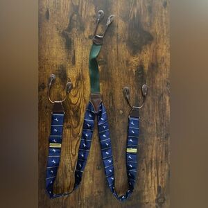POLO Ralph Lauren Blue Gold Baseball Design Adjustable Leather Button Suspenders